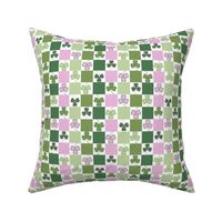 MEDIUM shamrock checkerboard fabric - trendy st. pattys fabric  cute design