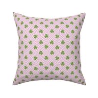 SMALL checkerboard shamrock st. patricks day fabric - pink and green