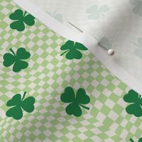 SMALL checkerboard shamrock st. patricks day fabric - green