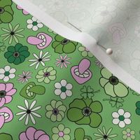 SMALL st. patricks day retro 70s shamrock mushroom floral fabric