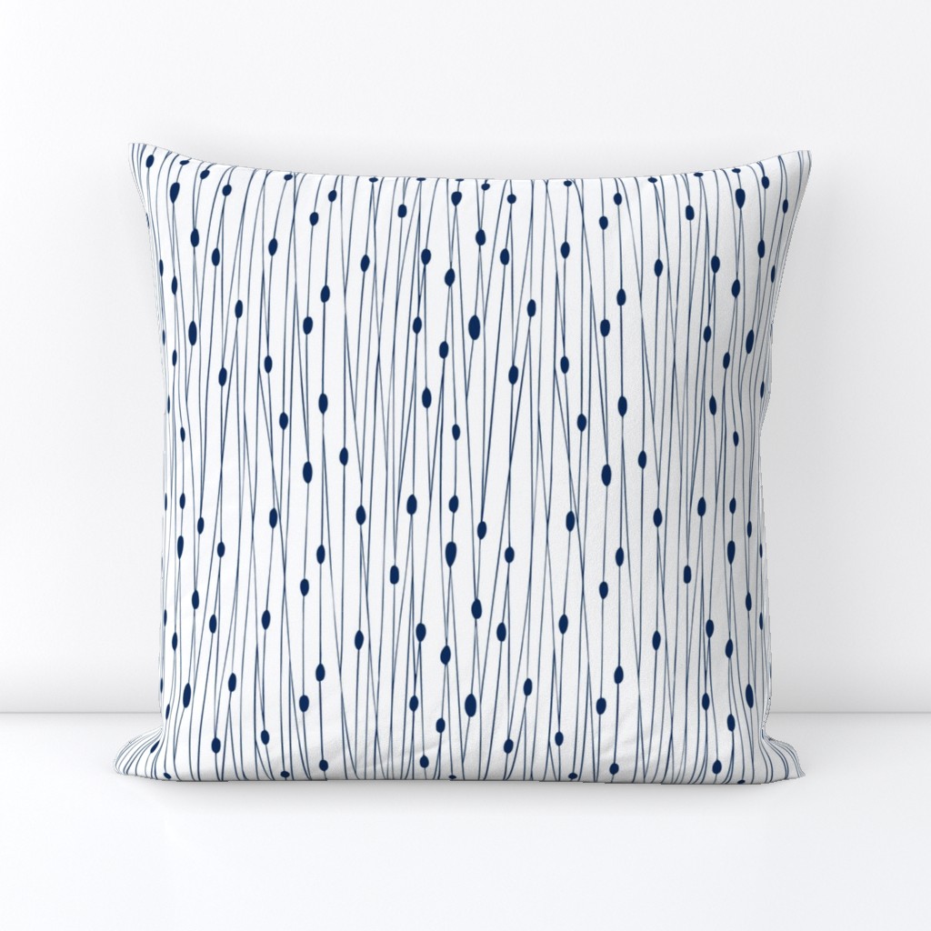 Entangled - Geometric Lines White Navy Blue