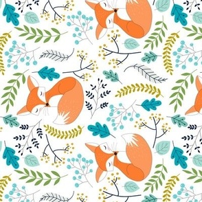 Fox - Sleepy Foxes - Baby Nursery Woodland Animals Kids Childrens Bedding W4 ROTATED