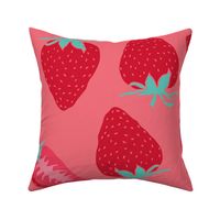 large - strawberries on pink