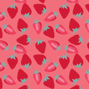 medium - strawberries on pink