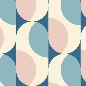 Pastel retro geometric / Large scale / Blue+baby pink+beige