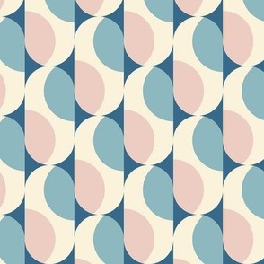 Pastel retro geometric / Small scale / Blue+baby pink+beige