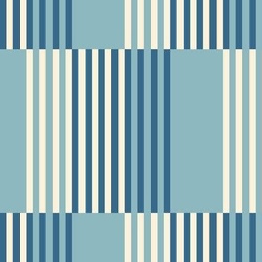 Blue retro stripes / Large scale / Blue+beige