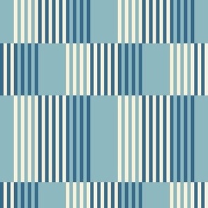 Blue retro stripes / Medium scale / Blue+beige