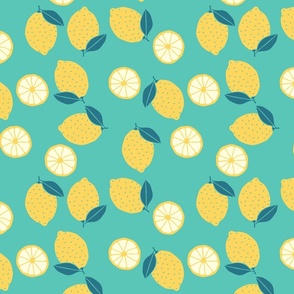 medium - yellow lemons on turquoise