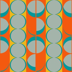 Modern Retro Mid Century Geometric Pop Stripe & Circle Shape | Yellow Orange