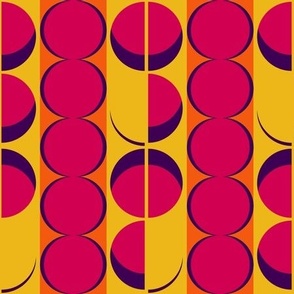 Mid Century Modern Retro Magenta Pop 1960s Geometric Stripe & Circle Shape