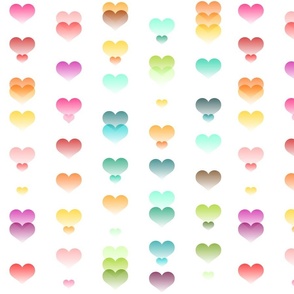 Modern Pastel Hearts on White - Large