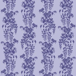 Wisteria & Honeysuckle Silhouette - purple/blue on pale