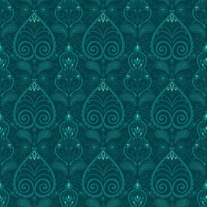 Magnificent Leaves in Deep Teal Green