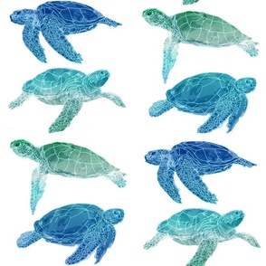 Sea Turtles Ocean Blue Batik