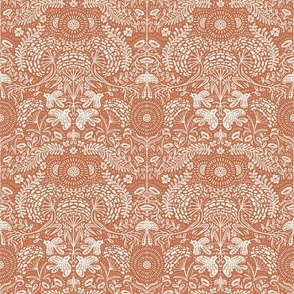 Woodland Damask - Hope is a Thing With Feathers - Topaz White Dove