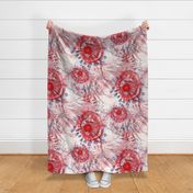 Whimsical Red abstract botanical Large Scale for Home Decor