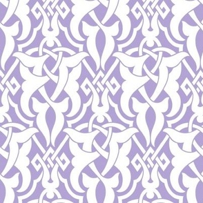 1890 Celtic Knotwork Design - in White on Digital Lavender