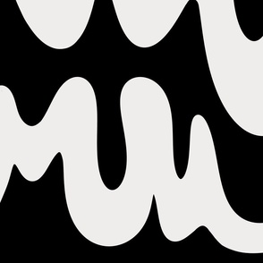 Black bold drippy wavy lines on white abstract modern