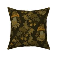 (M) Victorian Era Embroidery / Time Machine Design Challenge / Oak Grove Collection / dark brown (WGD-122) background color / medium scale