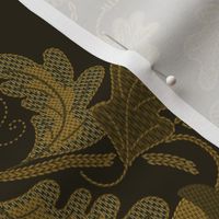 (M) Victorian Era Embroidery / Time Machine Design Challenge / Oak Grove Collection / dark brown (WGD-122) background color / medium scale