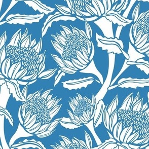 Waratah Rhapsody Blue & White Medium