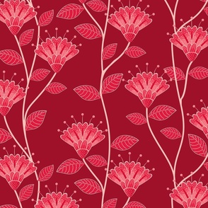 Indonesian flower Pattern in Red