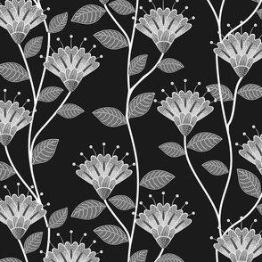 Black and White Indonesian Floral Pattern