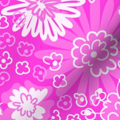 Doodle flowers in pink