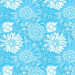 Blue Doodle Flowers