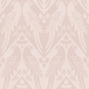 1850 Vintage Birds and Chevrons by Augustus Pugin in Regency Pink - Coordinate