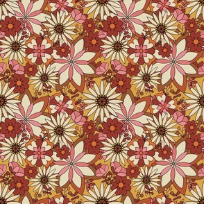 Pretty Pink, Gold and Red Floral on Gold background.
