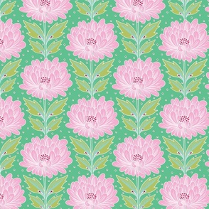 Retro Flowers Stacked into Columns - teal.