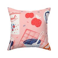 Riso-inspired Vintage Breakfast - Pink Background - Large Scale