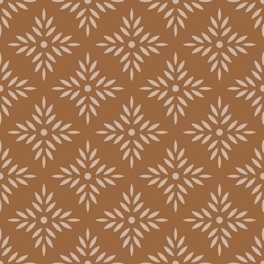 Bohemian geometrics earthy sand leaves diamonds brown