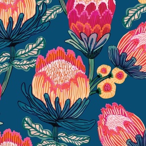 Protea Flowers Blue Wallpaper