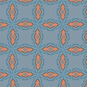 orange and blue - geo check tile 