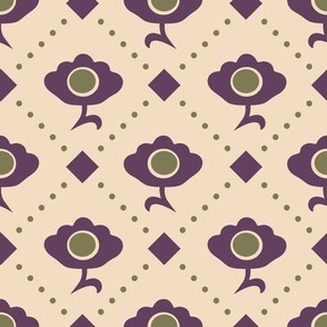 Purple flowers and green dots