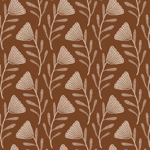 earth tones flower tendrils copper brown beige sand  wallpaper
