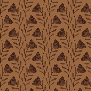 earth tones flower tendrils copper terracotta brown