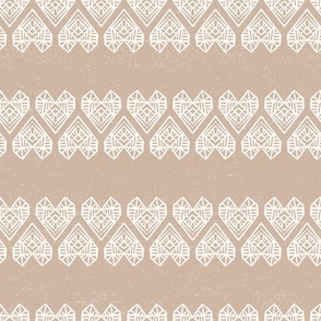 Mid Scale hand-drawn boho graphic hearts cappuccino sand beige white