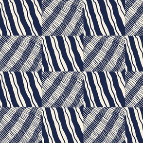 Stripes, Diamonds and Plaids Navy and Off White small 5" squares