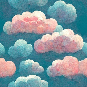 Pastel Clouds II Wallpaper for Children Kids Boys Girls Baby Room or Pajamas