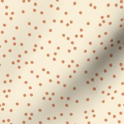 Boho Hand-Drawn Scattered Dots on Light Cream Background, Circles In Earth Tone Colors.
