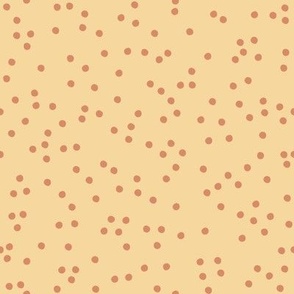 Boho Hand-Drawn Scattered Dots on Dark Peach Background, Circles In Earth Tone Colors.
