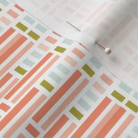 Morse Code in peach, light blue and green