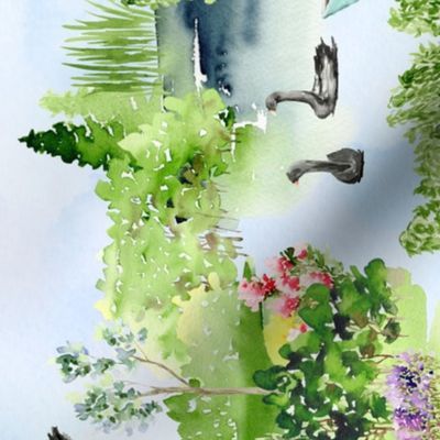 Turned left 18" Lakeside Serenity: Monet-inspired Watercolor Wonderland giverny garden