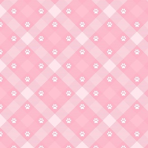 Pink Plaid Dog Paw Print