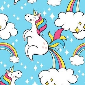 funny rainbow farting unicorn blue