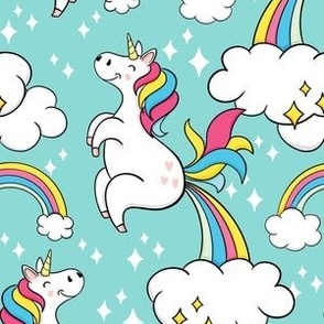 funny rainbow farting unicorn turquoise